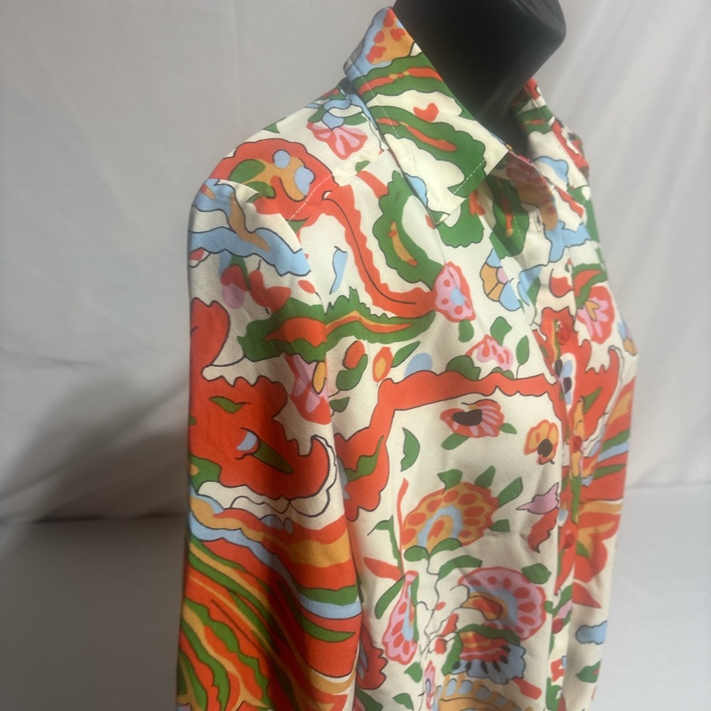 cupcakes & cashmere Multicolor Floral Paisley Tie Front Cropped Blouse Size : XS - Picture 3 of 16
